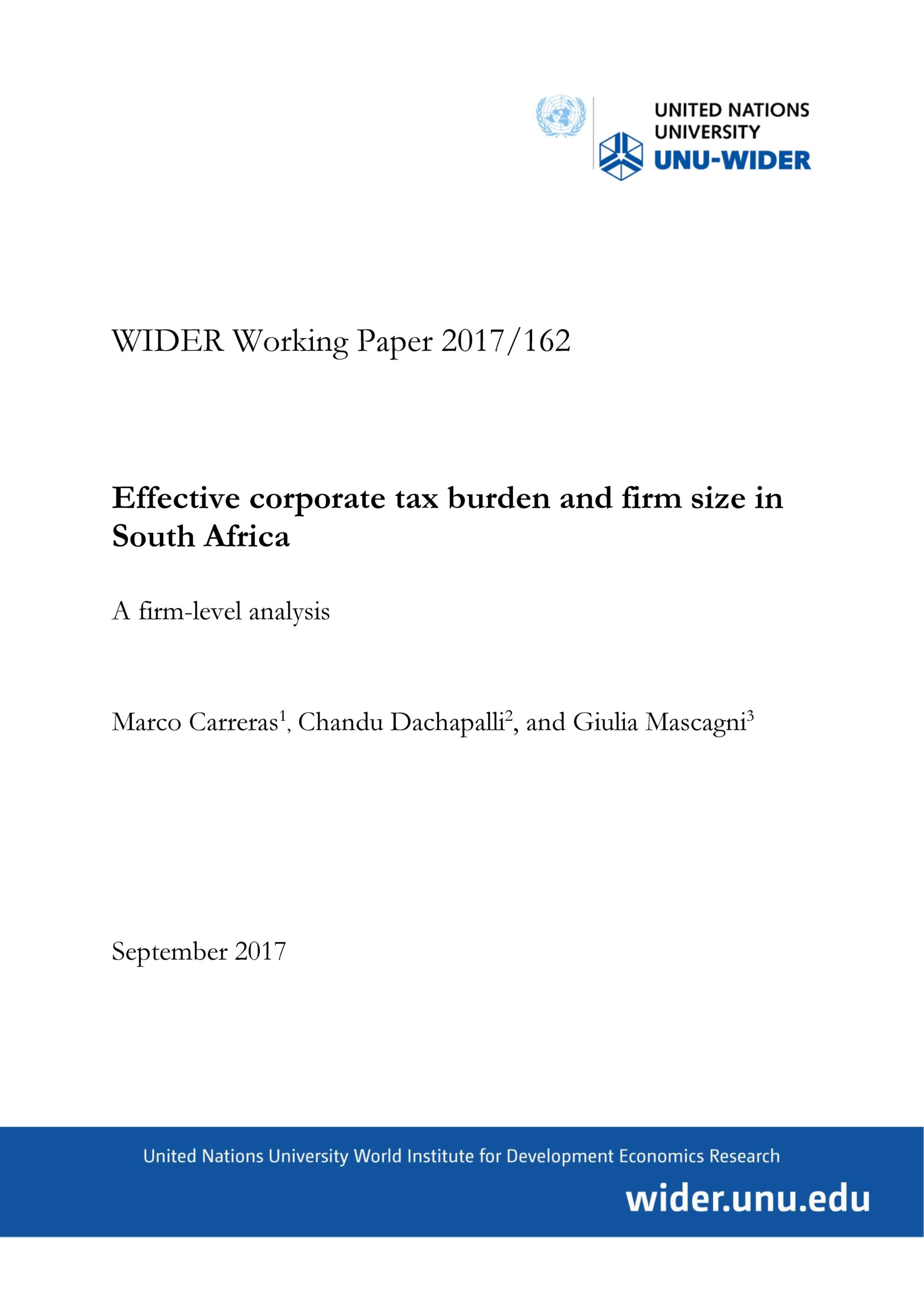 Effective corporate tax burden and firm size in south africa a firm