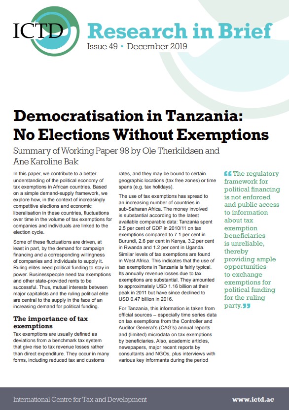 Democratisation in Tanzania: No Elections Without Tax Exemptions