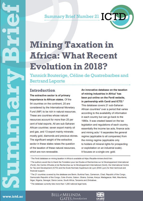Mining Taxation in Africa: What Recent Evolution in 2018?