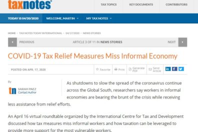 Tax Notes writes article summarising ICTD virtual roundtable