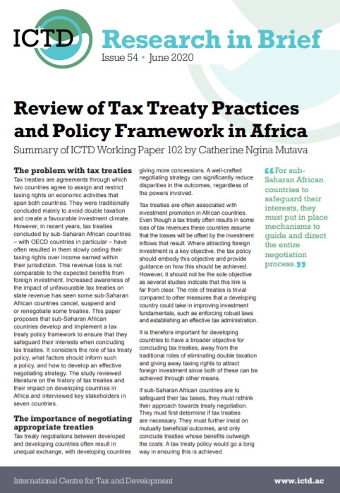 Review of Tax Treaty Practices and Policy Framework in Africa