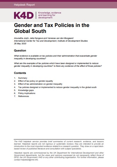 Gender and Tax Policies in the Global South