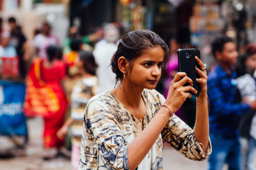 Indian Woman Taking Mobile Phone