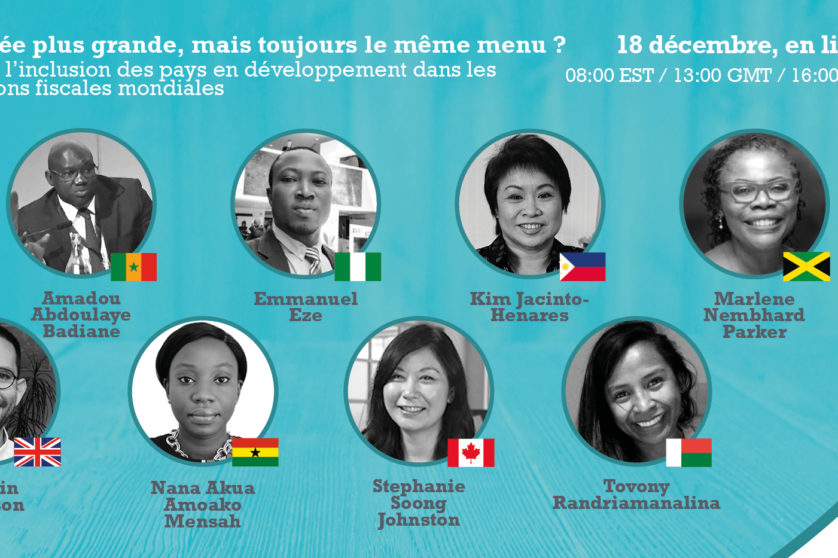 Flyer of international tax webinar in French