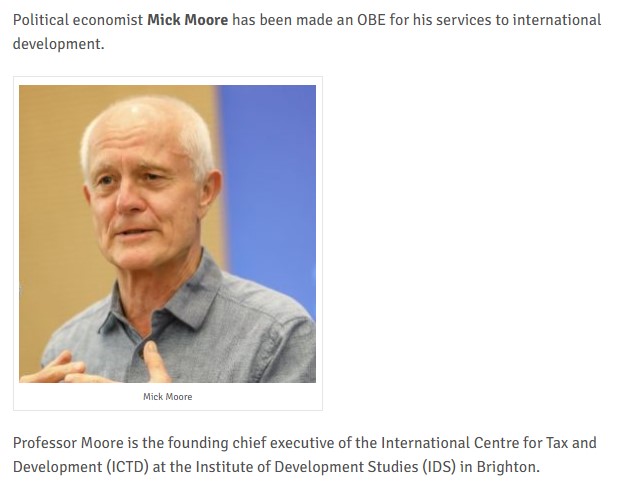 Professor Mick Moore made a OBE