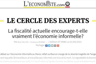 Article by Max Gallien and Soukayna Remmal on l"economiste Maroc on the informal economy