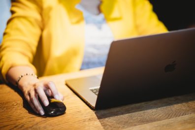 close up of person at a computer