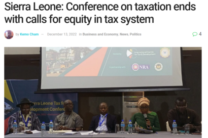 News site ManoReporters web page reporting on Sierra Leone Tax Conference