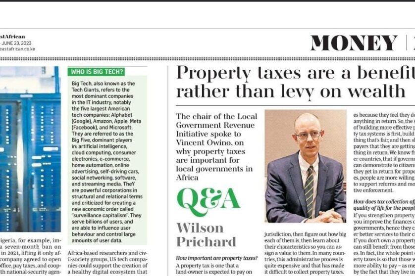image of The East African newspaper with the interview featuring Wilson Prichard