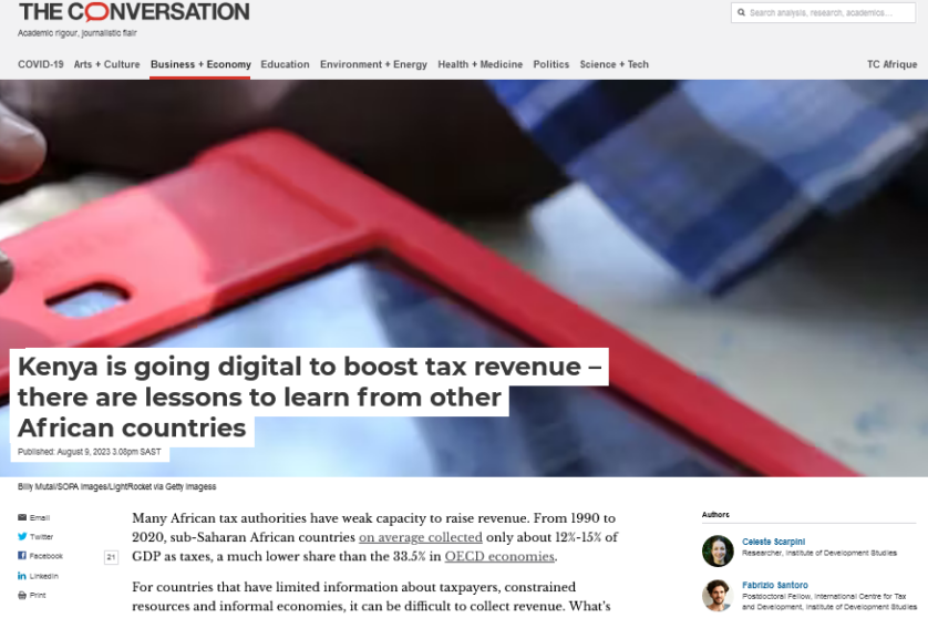 Screenshot: Kenya is going digital to boost tax revenue – there are lessons to learn from other African countries