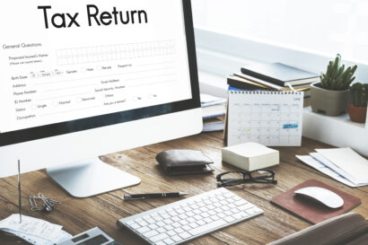 Image of tax return form on a computer screen