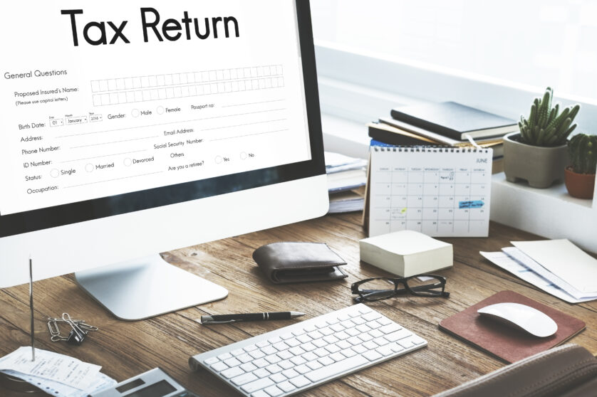 Image of tax return form on a computer screen