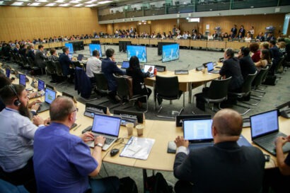 Members discuss the OECD/G20 Inclusive Framework on BEPS during the 15th plenary meeting at the OECD Headquarters in Paris, France, July 2023. Photo courtesy: OECDtax