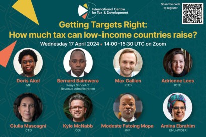 Art card of the ICTD event "Getting Targets Right: How much tax can low-income countries rasie?"