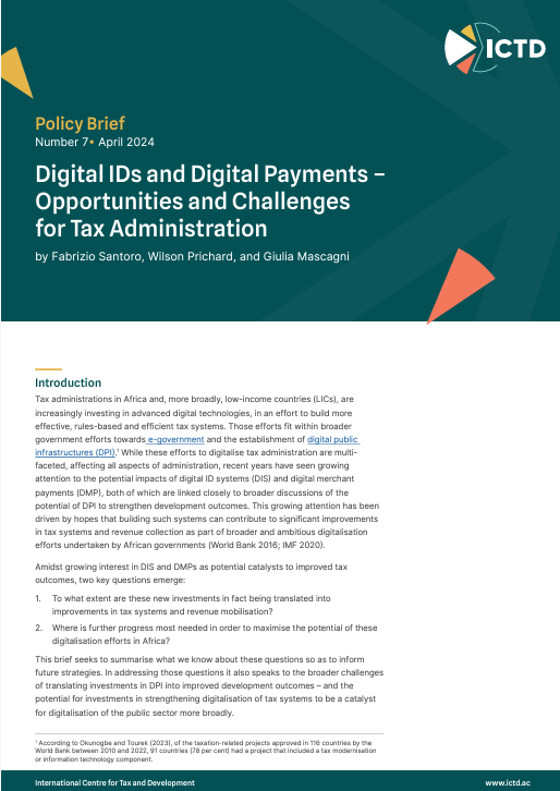 Digital IDs and Digital Payments – Opportunities and Challenges for Tax ...