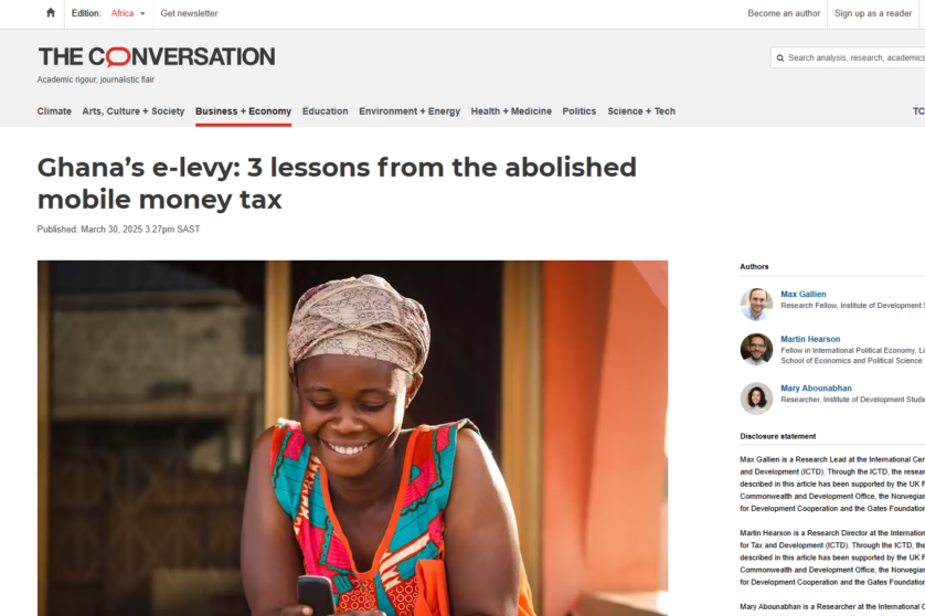 Screenshot of The Conversation Africa article by Max Gallien, Martin Hearson, and Mary Abounbhan