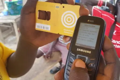 Photo of a phone screen sending mobile money load