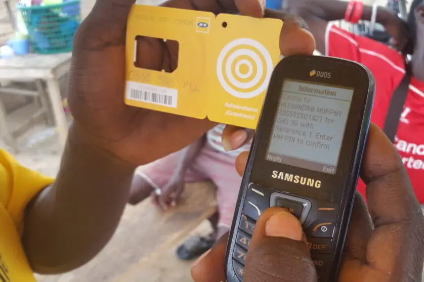 Photo of a phone screen sending mobile money load
