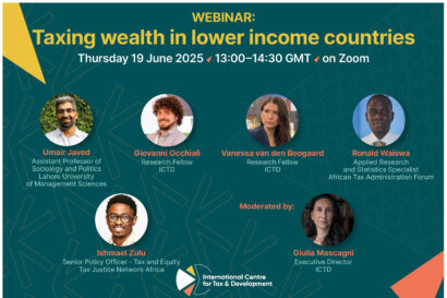 Webinar invitation card featuring the event title, date and time in addition to each speakers' picture, name, role and affiliate organisation.