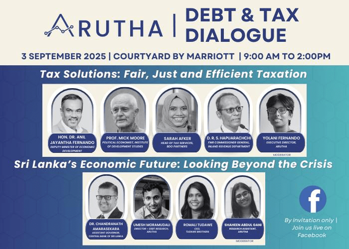 Art card featuring the panels under Arutha's Debt & Tax Dialogue event