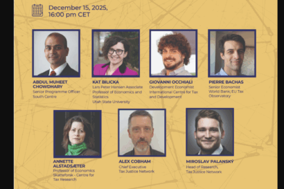 rt card for the launch of 'Admin Data for Tax Justice' initiative, featuring ICTD's Giovanni Occhiali.