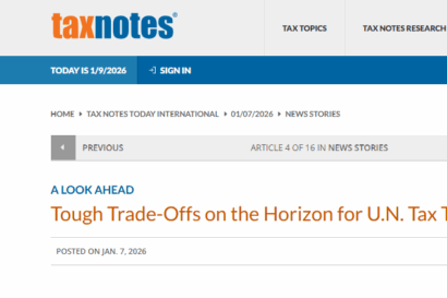 Headline of Tax Notes article featuring ICTD's Frederik Heitmüller.