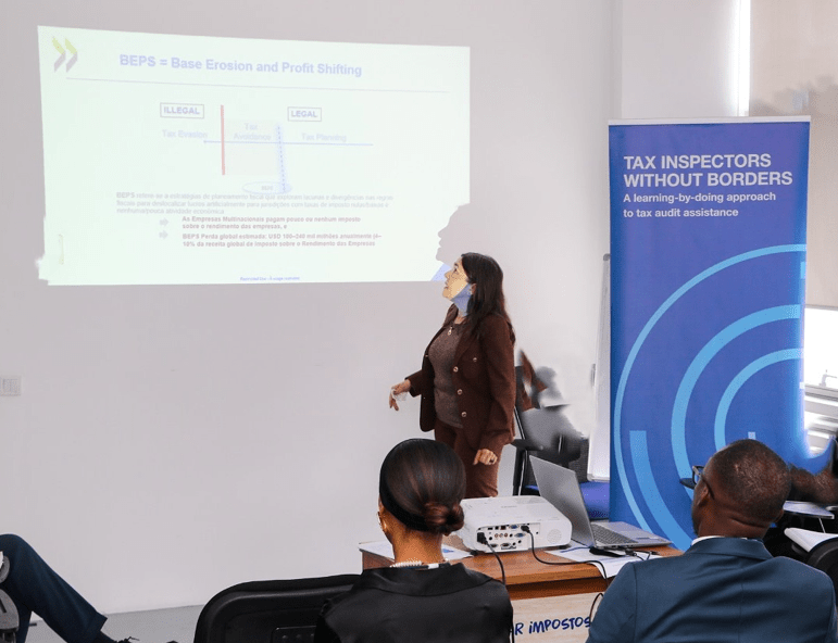 Rosa delivering a session as part of her work as a consultant with Tax Inspectors Without Borders.