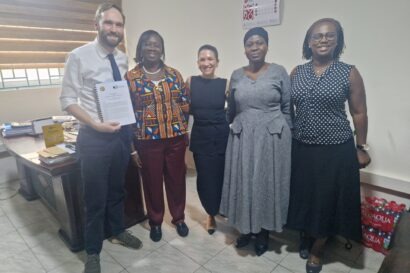 Max Gallien and Vanessa van den Boogaard with the Finance Office at the Municipality of Korle Klottey in Ghana on the day of signing the new MoU