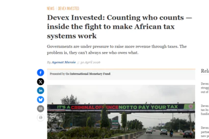 Screenshot of a Devex report, showing a headline and part of the featured photo.
