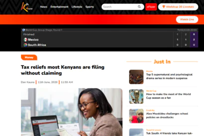 Screenshot of K24 Digital Article entitled 'Tax reliefs most Kenyans are filing without claiming'