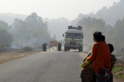 the north to south road and the landscape in a village near the city of Myeik in the south in Myanmar in Southeastasia.
