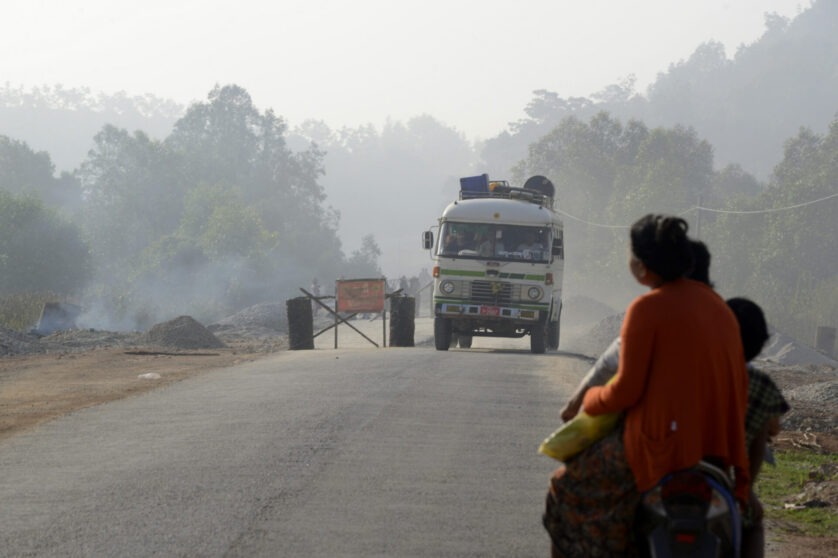 the north to south road and the landscape in a village near the city of Myeik in the south in Myanmar in Southeastasia.