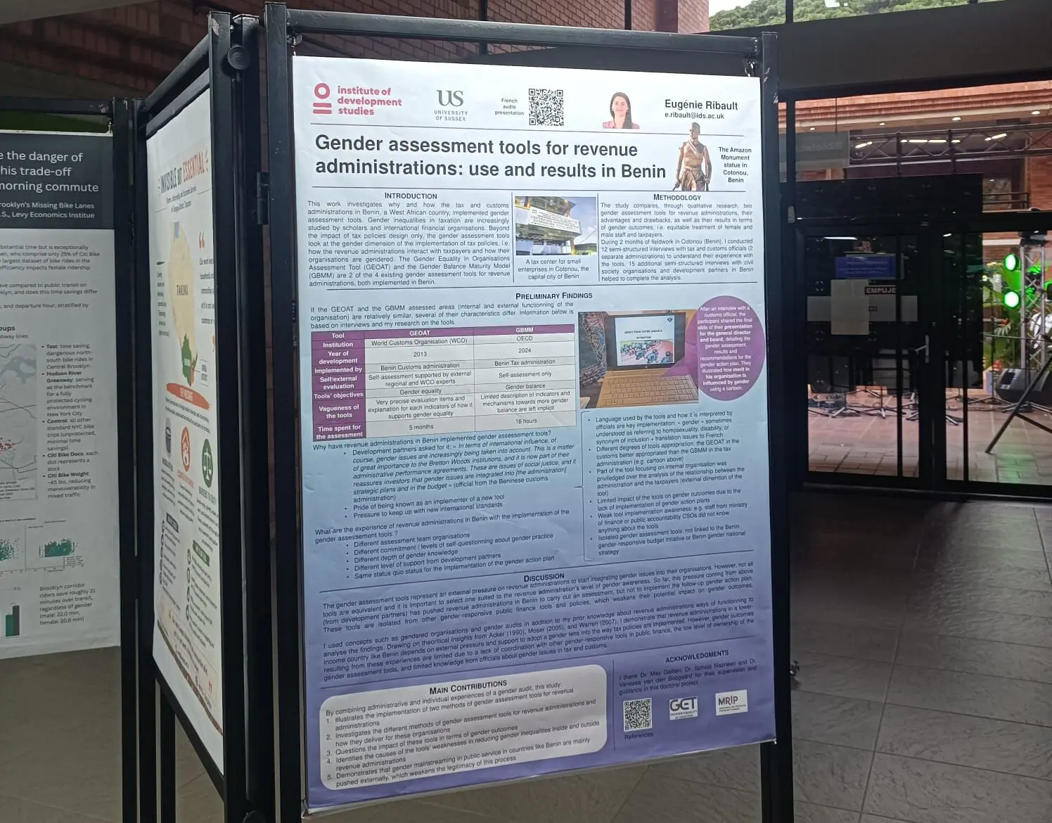 Poster presentation of Eugénie's research on gender assessment tools